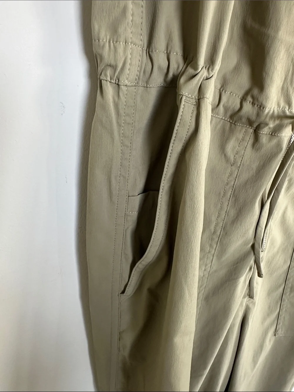 Athleta Olive Green Sleeveless Zip-Front Jumpsuit